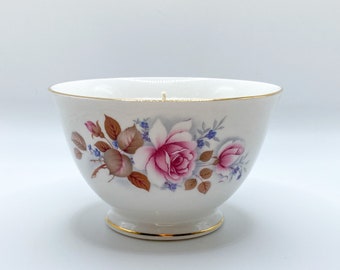 Antique Queen Anne Sugar Bowl Candle- Rose Teakwood