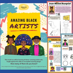 Black Artists Educational Activity Pack for kids, Black History Printable