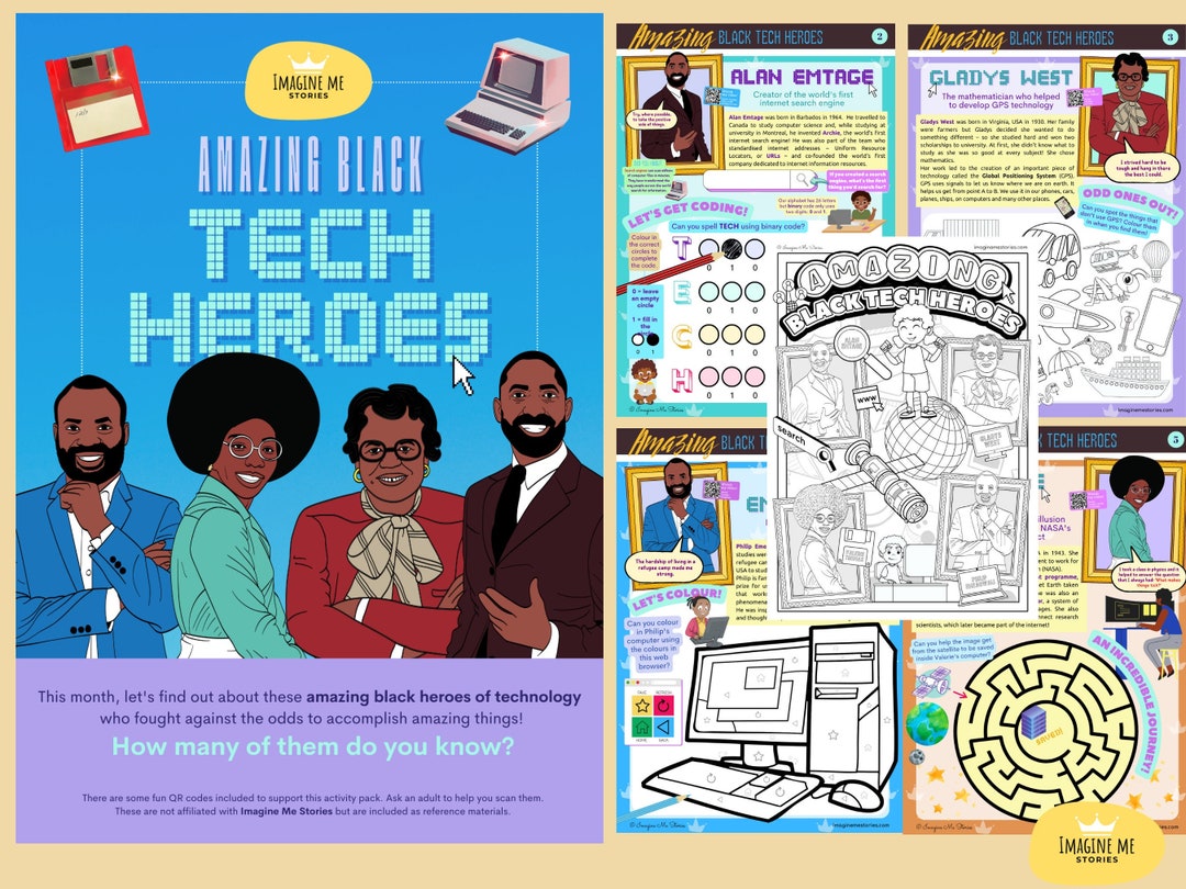Black Tech Heroes Educational Activity Pack for Kids, Black History ...