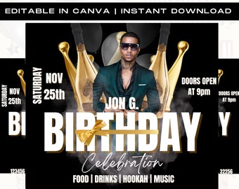 Birthday Flyer for men, Birthday Invitation, Birthday Party Invitation, Party Invite Flyer, Bday Flyer, Premade Template