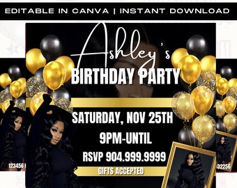 Birthday Flyer, Birthday Girl Invitation, Birthday Party Invitation, Party Invite Flyer, Bday Flyer, Premade Template