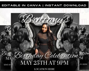 Birthday Flyer, Birthday Girl Invitation, Birthday Party Invitation, Party Invite Flyer, Bday Flyer, Premade Template