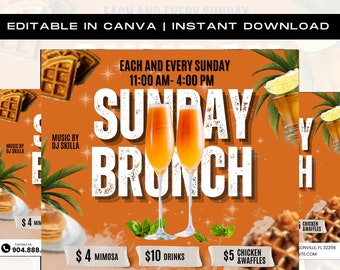 Brunch Flyer, Sunday Brunch Flyer, Brunch Invitation Flyer, Club Flyer, Event Flyer, Brunch Party, Sunday Funday, Premade Template