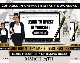 Virtual Event, Masterclass Flyer, Webinar, Online Class Flyer, Social Media Template, Training course, Business Course, Premade Template
