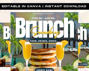 Brunch Flyer, Sunday Brunch Flyer, Brunch Invitation Flyer, Club Flyer, Event Flyer, Brunch Party, Sunday Funday, Premade Template