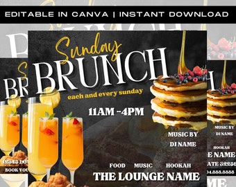 Brunch Flyer, Sunday Brunch Flyer, Brunch Invitation Flyer, Club Flyer, Event Flyer, Brunch Party, Sunday Funday, Premade Template