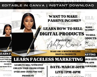 Virtual Event, Masterclass Flyer, Webinar, Online Class Flyer, Social Media Template, Training course, Business Course, Premade Template