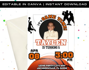 BasketBall Theme Birthday Invitation, Kid Theme Birthday Party, Birthday Flyer, Birthday Party Invitation, Celebration Flyer, DIY Invitation