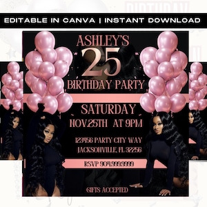 Birthday Flyer, Birthday Girl Invitation, Birthday Party Invitation, Party Invite Flyer, Bday Flyer, Premade Template