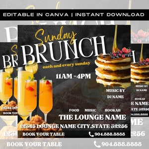 Brunch Flyer, Sunday Brunch Flyer, Brunch Invitation Flyer, Club Flyer, Event Flyer, Brunch Party, Sunday Funday, Premade Template
