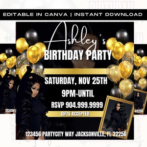 Birthday Flyer, Birthday Girl Invitation, Birthday Party Invitation, Party Invite Flyer, Bday Flyer, Premade Template