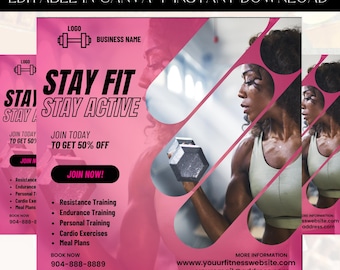 Fitness Flyer, Fitness Coach, Personal Trainer Flyer, Strength Training Flyer, Gym Flyer DIY Template, Work Out Flyer, Premade Template