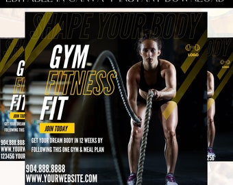 Fitness Flyer, Fitness Coach, Personal Trainer Flyer, Strength Training Flyer, Gym Flyer DIY Template, Work Out Flyer, Premade Template