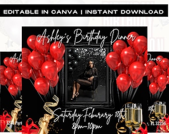 Birthday Flyer, Birthday Girl Invitation, Birthday Party Invitation, Party Invite Flyer, Bday Flyer, Premade Template