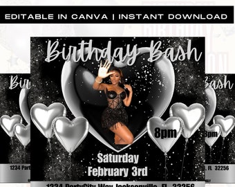 Birthday Flyer, Birthday Girl Invitation, Birthday Party Invitation, Party Invite Flyer, Bday Flyer, Premade Template