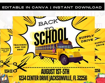 Back To School Flyer School Flyer Supply Drive Flyer, For School, School Supplies Template, Donation Flyer, Premade Template