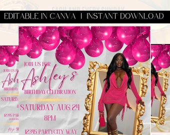 Birthday Flyer, Birthday Girl Invitation, Birthday Party Invitation, Party Invite Flyer, Bday Flyer, Premade Template
