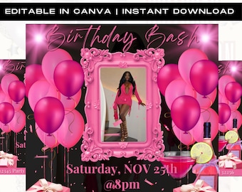 Birthday Flyer, Birthday Girl Invitation, Birthday Party Invitation, Party Invite Flyer, Bday Flyer, Premade Template