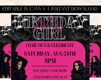 Birthday Flyer, Birthday Girl Invitation, Birthday Party Invitation, Party Invite Flyer, Bday Flyer, Premade Template