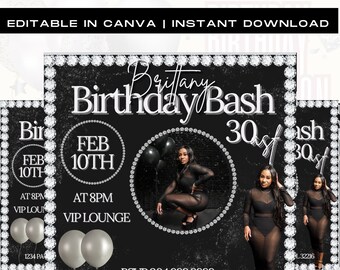 Birthday Flyer, Birthday Girl Invitation, Birthday Party Invitation, Party Invite Flyer, Bday Flyer, Premade Template