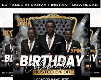 Birthday Flyer for men, Birthday Invitation, Birthday Party Invitation, Party Invite Flyer, Bday Flyer, Premade Template