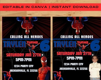 Spiderman Invitation, Kid Birthday Party, Birthday Flyer, Birthday Party Invitation, Celebration Flyer, Bday Flyer,, Premade Template