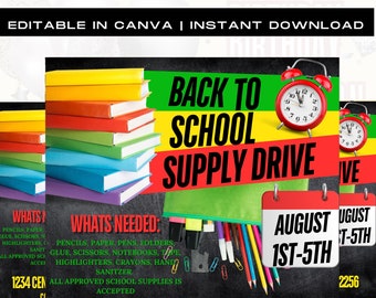 Back To School Flyer School Flyer Supply Drive Flyer, For School, School Supplies Template, Donation Flyer, Premade Template
