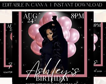 Birthday Flyer, Birthday Girl Invitation, Birthday Party Invitation, Party Invite Flyer, Bday Flyer, Premade Template