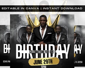 Birthday Flyer for men, Birthday Invitation, Birthday Party Invitation, Party Invite Flyer, Bday Flyer, Premade Template