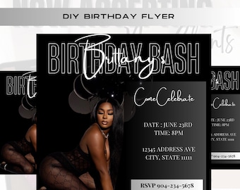 Birthday Flyer, Birthday Girl Invitation, Birthday Party Invitation, Party Invite Flyer, Bday Flyer, Premade Template