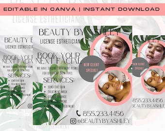 Facial Treatments Flyer, Skin Care Flyer, DIY Template, Book Now Flyer, Spa Flyer, Esthetician Flyer, Premade Template