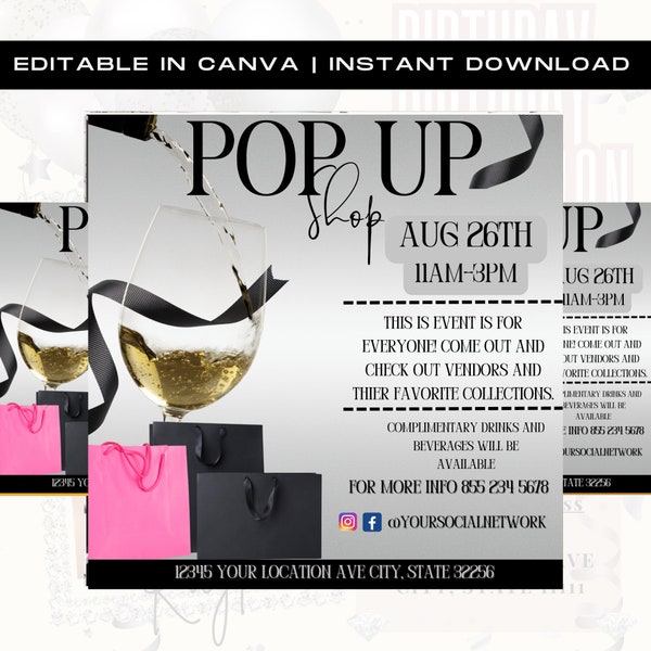 Pop Up Shop Flyer, DIY Flyer, Canva Template, Vendor Shop Flyer, Shop Now flyer, Event Flyer