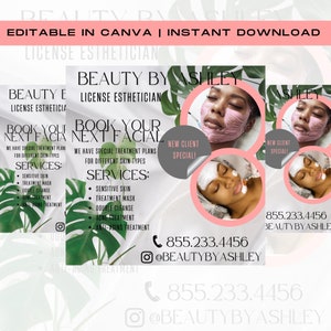Facial Treatments Flyer, Skin Care Flyer, DIY Template, Book Now Flyer, Spa Flyer, Esthetician Flyer, Premade Template