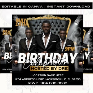 Birthday Flyer for men, Birthday Invitation, Birthday Party Invitation, Party Invite Flyer, Bday Flyer, Premade Template