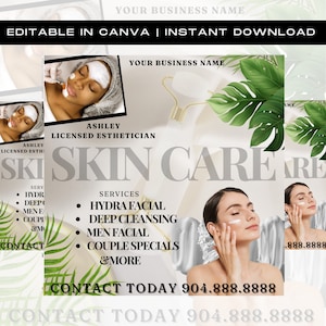 Facial Treatments Flyer, Skin Care Flyer, DIY Template, Book Now Flyer, Spa Flyer, Esthetician Flyer, Premade Template