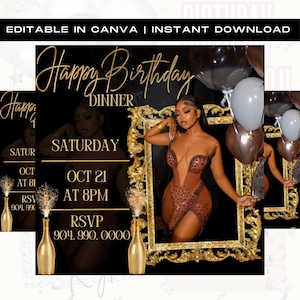 Birthday Flyer, Birthday Girl Invitation, Birthday Party Invitation, Party Invite Flyer, Bday Flyer, DIY Flyer, Canva Template
