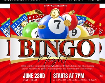 Bingo Night Template, Game Night Flyer, Casino Flyer, Event Flyer, Night Party, Adult Party, Premade Template