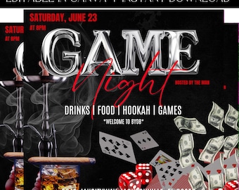 Game Night Template, Adult Game Night, Friends Game Night, Family Game Night, Event Template, Premade Template