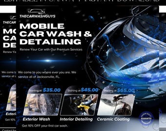 Car Detailing Flyer, Car Wash Flyer, Automotive Detailing Services, Automotive Service, Mobile Car Detailing, Premade Templates, DIY Flyer
