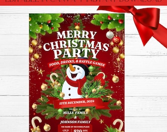 Christmas Party Flyer, Christmas Event Flyer, Holiday Event Flyer, Event Flyer DIY Template, Premade Template
