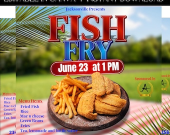 Food Flyer, Fish Fry Flyer, Chef Flyer, Cooking Event, Fundraiser Flyer, Event Flyer, Food Truck Flyer, Premade Template