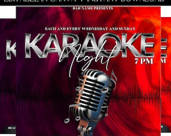Karaoke Night Flyer, Party Flyer, Nightclub Party Flyer, Karaoke Night Invite, DJ Party Invite, Premade Template