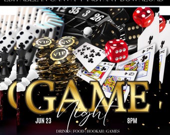 Game Night Template, Adult Game Night, Friends Game Night, Family Game Night, Event Template, Premade Template