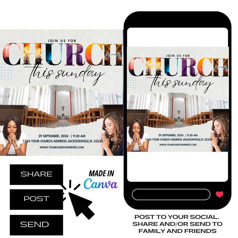 Church Flyer, Church Events Flyer, Sunday Service Flyer, Prayer Flyer, Worship Flyer, Pastor Flyer, Bible Study, Premade Template image 2