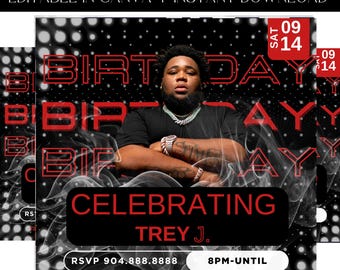 Club Flyer, Birthday Invitation, Birthday Party Invitation, Party Invite Flyer, Bday Flyer, Premade Template