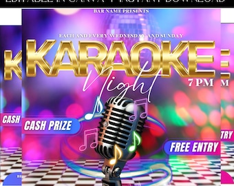 Karaoke Night Flyer, Party Flyer, Nightclub Party Flyer, Karaoke Night Invite, DJ Party Invite, Premade Template