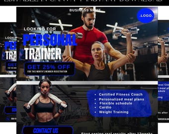 Fitness Flyer, Fitness Coach, Personal Trainer Flyer, Strength Training Flyer, Gym Flyer DIY Template, Work Out Flyer, Premade Template
