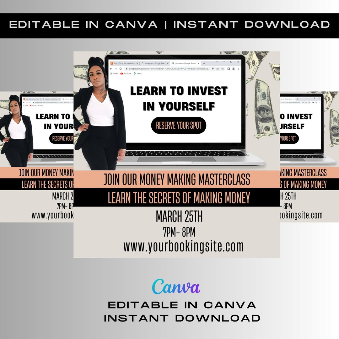 Online Master Class Flyer, Editable Canva Flyer, Class Templates, DIY ...