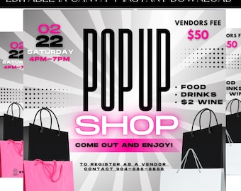 Pop Up Shop Flyer, Vendor Flyer, Shop Now flyer, Event Flyer, Support Small Business, Vendors Wanted, Vendor Shop, Premade Template