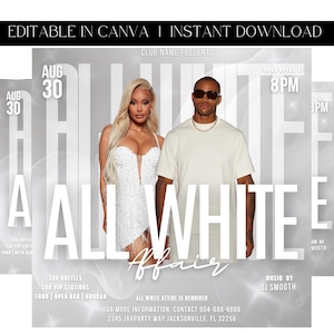 All White Affair, Club Flyer, Birthday Invitation, Party Invite Flyer, Bday Flyer , Event Flyer, All White Party, Premade Template